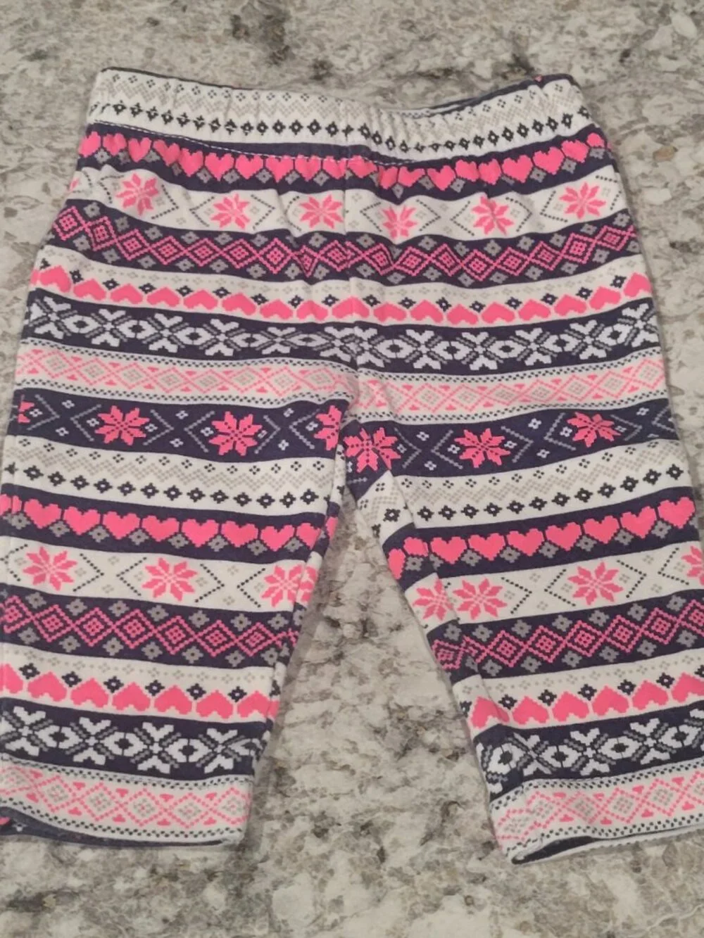Carter's Just One You NB 2 Pc Bear Hoodie Leggings Set Pink Fair Isle Baby Girl